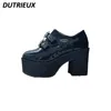 Dress Shoes Japanese schattige mijn serie ronde boor platform hakken diepe mond lederen student hoog uniform dames