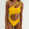 Frauen Badebekleidung ein Stück Monokini Frauen Schulter hoher Taille Bikini Set Cross Cross 2 Badeanzug Badeanzug Tankini