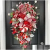 Noel dekorasyonları çelenk şeker kamışı yapay pencere kapısı asılı çelenkler rattan ev dekorasyonu 2023 yıl navidad damla dhh4o