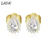 Boucles d'oreilles Laya pour les femmes 18 carats d'or étincelants zircon poire forme 925 argent sterling perçage oreille fashion moderne bijoux