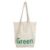 Sacchetti della spesa lettere verdi Stampa spalla tela borse da tote cotone shopper grande per donne eco borse ecologiche casual