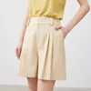 Kvinnors shorts Kvinna Wide Leg Casual Style Solid Chic Short Trousers 2024 Spring Summer Office Lady Bottoms Beige Green Dalinn