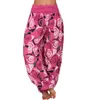 Women's Pants Capris Women Plus Size Bohemian Trousers New Floral Print Mid Waist Long Pants Vintage Elastic Waist Wide Leg Pants Loose Harem Pants T240505