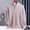 Pulls pour hommes Sweater de cachemire masculin épaississeur à moitié haut collat éclair et à la fermeture à glissière douce