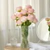 Flores decorativas 6pcs Rose Rose Artificial Flower Desk Decoração de casamento Simulação