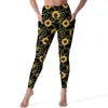 Damen -Leggings Goldkette Sonnenblume sexy edel gelbe Sonnenblumen Fitness Fitnessstudio Yogahosen Hose drängen dehnbare Sportbeins mit