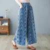 Frauenhose Frauen floral bedruckt lose lässige baggy vintage sommer dünne koreanische Stil elastische taillierte Hosen weites Bein