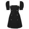 Partykleider elegante süße Frauenmodische schwarze französische Blasenhülle doppelt gebastelte geteilte kurze Kleid weibliche Straßen Vestidos