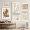 배경 화면 Boho Abstract Matisse Beige White Line Wall Art Poster 미니멀리스트 캔버스 그림 거실 실내 가정 장식 J240505