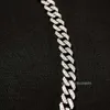 جليدي الساخن مويسانيت سلسلة الهيبوب الكوبية 10 مم مربع المشبك الحقيقي S925 Silver Double Rows مثالية قطع Gra Moissanite Cuban Necklace