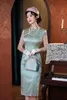 Etnische kleding van hoge kwaliteit echte zijden qipao cheongsam top rok dagelijkse avondjurk sexy high-end