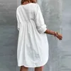 Robes décontractées de base Robe en lin en coton pour femmes 2023 Été élégant en dentelle solide jupe courte décontracté plage mini-robe féminine vestige vestido ro t240505