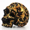 Halloween Black Skull Head Golden Scarving Horror Home Table Decorative Craft Resin Skull Os Bone Skeletons