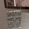 Vintage Plastic Metal Style Shiny Hand Woven Hollow Beaded Pearl Small Square Bag Long Shoulder Strap Crossbody Women 240429