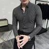 Chemises décontractées pour hommes robe de chemise sociale de haute qualité Vêtements de luxe coréens à manches longues rayées pour hommes slim fit smoking 4xl