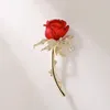 Brooches Vintage Red Rose Brooch Clothes Accessories Women's Corsage Birthday Gifts