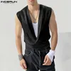 Men's Tank Tops INCERUN 2024 Korean Style Flash Pile Collar Design Casual Clubwear Male Comfortable Sleeveless Vests S-5XL