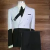 Costumes pour hommes doubles pour le mariage, arme-t-midi 2 pcs uxedo noire et blanc costume personnalisé formel (pantalon de veste) 2024