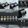Titanium Steel Earrings Designer för kvinnor Lyxvarumärkesdesigners Letters Stud Geometric Famous Women Crystal Rhinestone Pearl Earring Wedding Party Jewerlry