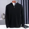 Pulls pour hommes Sweater de cachemire masculin épaississeur à moitié haut collat éclair et à la fermeture à glissière douce