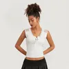 Frauen Tanks Frauen Crop Tanktops Sommerkleidung Schlanker Spitzen Patchwork gegen Nackenscheime vorne Binde weibliche Kleidung Streetwear