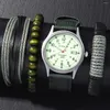 Muñecos de pulsera 4 piezas/set calendario deportivo de moda para hombres reloj de cuarzo de nylon nylon reloj y brazalete de Ramadán regalo de Ramadán