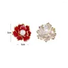 Broschen Blumen Großer Blumenabzeichen Pin für Frauen Hochzeitsfeier Accessoires Red Peony Imitation Perlen Schmuck Geschenk