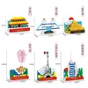 Sticker de réfrigérant magnétique Magnétique Bloc de construction Architecture Architecture Food Aerospace Frozen Decoration Childrens Creative Toys 240429