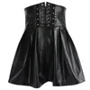 Röcke Frauen Gothic Faux Leder High Taille Korsett Schnürpüree Bustier Mini Faltenrock Dropship