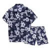 Hawaii Collection Beach Style 2pcs Set Shirt Men With 3d Banana Print Summer Suit kraag Kraag Shirts Man Pants 240426