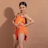 Sahne Giyim Portakal Latin Dans Profesyonel Elbise Kızlar Tam Saçak Dans Eden Çocuk Chacha Performans Giysileri DWY9990