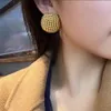 Fashion Unique Exaggerated Hollow Round Ball Earrings for Women Light Luxury Top Design Hig-end Metal Ring