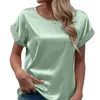 T-shirts pour femmes Summer Femmes à manches courtes Blanche en satin de soie