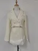 Robes de travail Vintage en deux pièces Set Womente tempérament veste de célébrité A-Line Suit femelle Femelle en dentelle coréenne Patchwork Sweet Solid Slim