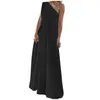 Casual Dresses Elegant One Shoulder Maxi Women Sexy Sleeveless Backless Slit Evening Party Loose Formal Vestidos De Fiesta