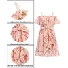 Girls Floral Dress dalla spalla con cinghia regolabile in chiffon casual farfalla manica corta abito estivo