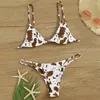 Dames badmode 2024 Zomer Women Push Up Bikini Sexy Cow Print Swimsuit Beach Set Lingerie