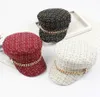Nouvelles femmes chapeaux tweed plaid newedboy caps chaîne plate top visiteur cape vintage plaid cœud capin haine d'hiver d'automne 2010139272238
