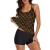 Swimwear Women's Retro Mandala Tankini MAINTURE GOLD FLORAL IMPRESSION DE LA PLACE Deux pièces de maillot de bain Elegant Tenues graphiques plus taille 3xl