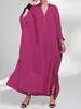 Casual jurken freeacy dames dames solide roos rood oversized jurk v-neck batwing mouwen elegant avondfeest voor vrouwelijk 2024