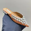 Slippers Spring Summer Flats Chaussures pour femmes Point Point Metal Ball Decor Half Slipper Greatin Great Ligne Mules Leisure