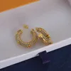 Dikke gouden stud oorbellen Rhinestone luxe designer oorbellen voor dames modemerk geschenkontwerper sieraden