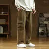 Pantaloni da uomo 2024 uomini cargo cotone dritto gamba larga oversize maschile in stile coreano tasche di moda grandi dimensioni casual