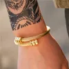 Hip Hop Edelstahl -Schnur Männer Armband Armband Einstellbarer Manschettenanschuss Charme Punk Geometrischem Schmuck Trend 240418