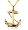 25X37mm Men Nautical Anchor Necklace RainbowGoldBlack stainless steel pirate pendant with chain for man and woman 8810019