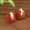 Stud Earrings MAYONES 925 Sterling Silver Square For Women Simple Fashion Inlaid Hetian Yunan Red Agate