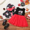 Robes de fille pour les filles pour les filles de Noël robe de Noël Cartonnet de chariot à manches Santa Claus imprimées Tulle Tutu Princesse Hooded Robe Cloak Set Party