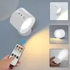 Rotación 360 grados lámpara de pared LED toque foco de control de control remoto foco de control USB Lámparas de noche de luz de succión magnética