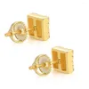 Boucles d'oreilles étalon bijoux fashon argent sterling pour hommes forme carrée entièrement en zircon avec une oreille tendance S925