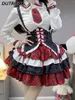 Robes de travail Girl de style américain Lolita Couleur contrastante Black and Red Shet-White-White Shirt de taille